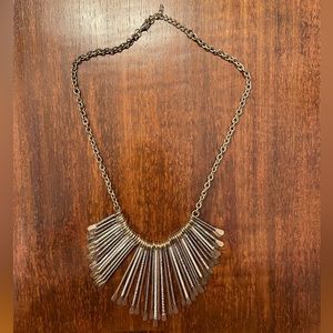 Statement Silver and Gold Fringe Necklace
